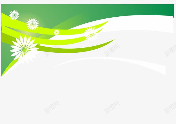 花线条矢量图eps免抠素材_88icon https://88icon.com 免费png 免费png图片 插图素材 白花 线条 绿色 矢量图