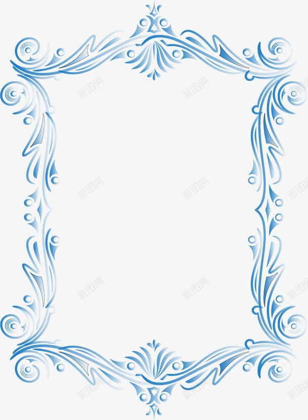 褪色蓝色边框png免抠素材_88icon https://88icon.com 免扣png 免费png 半透明 天蓝 欧式边框 渐变