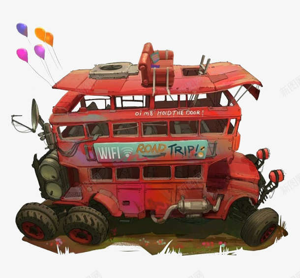 卡通红色巴士png免抠素材_88icon https://88icon.com 交通工具 公交车 汽车 红色巴士