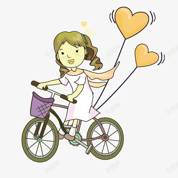 卡通骑自行车的女孩png免抠素材_88icon https://88icon.com 卡通 女孩 气球 自行车