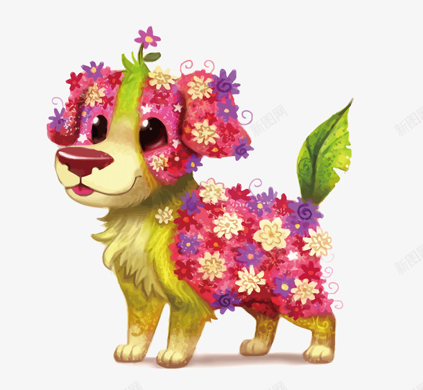 卡通鲜花小狗矢量图eps免抠素材_88icon https://88icon.com 卡通 手绘 狗PNG矢量图 狗免扣PNG图 狗年 狗矢量 鲜花 矢量图