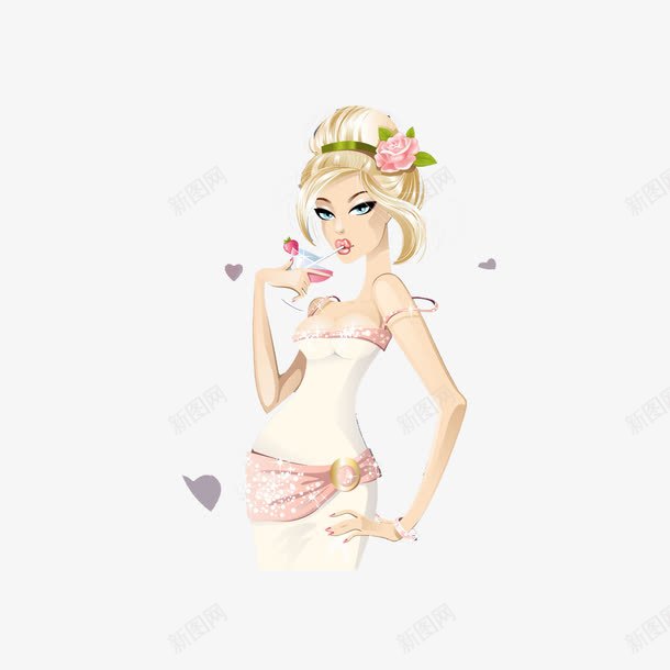 时尚女郎png免抠素材_88icon https://88icon.com 女郎 爱心 香槟 鸡尾酒