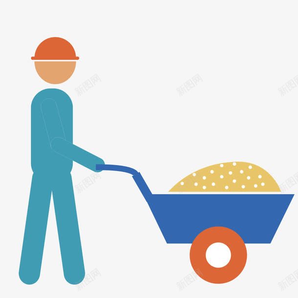 推着手推车的工人png免抠素材_88icon https://88icon.com 工人 手推车 推车
