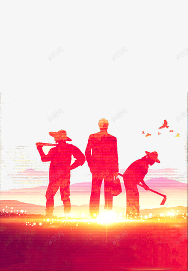 红色创意劳动节工人插画psd免抠素材_88icon https://88icon.com 劳动节 工人 插画 放假 海报 红色背景 节日
