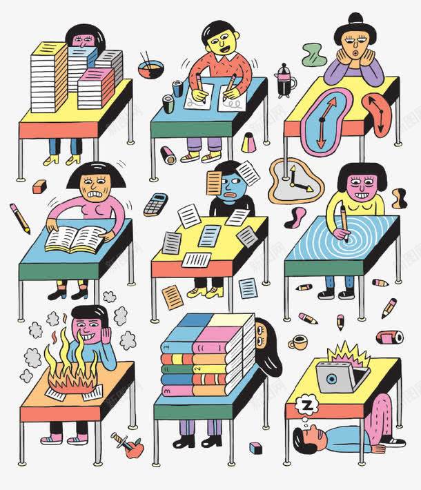 卡通教室学生psd免抠素材_88icon https://88icon.com 同学 学习 学生 教室