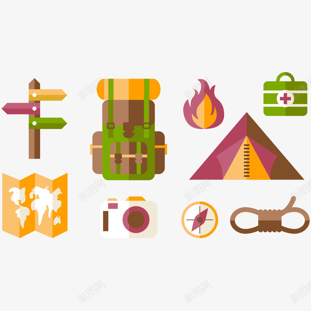 旅行登山矢量图ai免抠素材_88icon https://88icon.com 登山包素材 登山素材 矢量登山包 矢量路标 矢量图