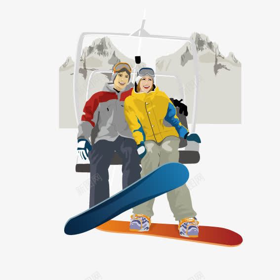 情侣滑雪矢量图ai免抠素材_88icon https://88icon.com 滑雪 滑雪板 雪景 雪花 矢量图