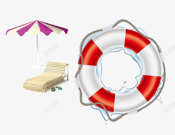 夏日元素png免抠素材_88icon https://88icon.com 凉椅 夏日元素 太阳伞 游泳圈
