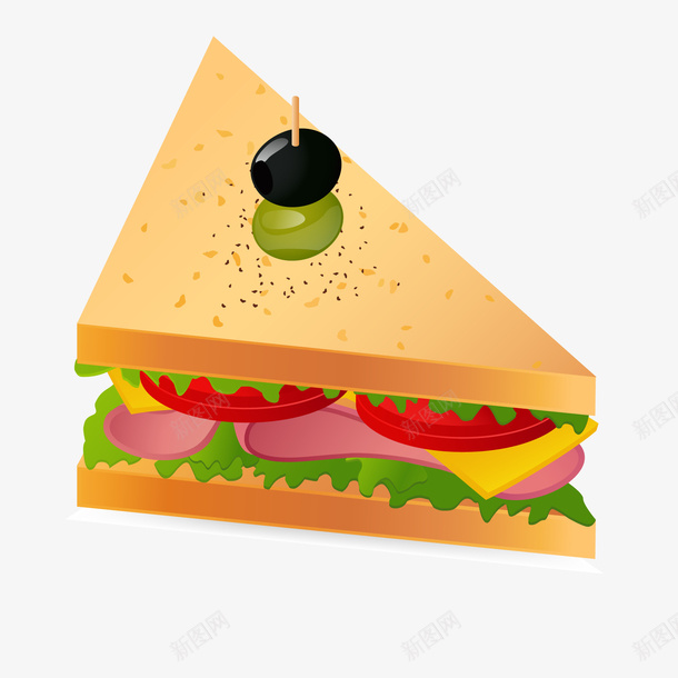 卡通三明治食物矢量图ai免抠素材_88icon https://88icon.com 517吃货节 三明治 早餐 美食 食物设计 矢量图