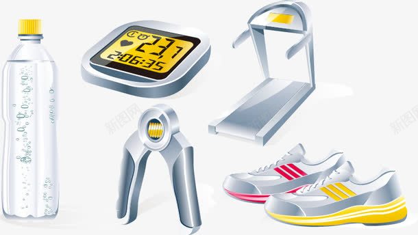 手绘跑步机计时器运动鞋元素矢量图ai免抠素材_88icon https://88icon.com 元素 手绘 计时器 跑步机 运动鞋 矢量图