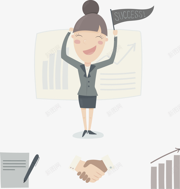 提升业绩矢量图ai免抠素材_88icon https://88icon.com 向上的统计线条 手绘金融线条 矢量源文件 胜利的员工 节节攀升的业绩 金融线条 金融线条统计表 矢量图