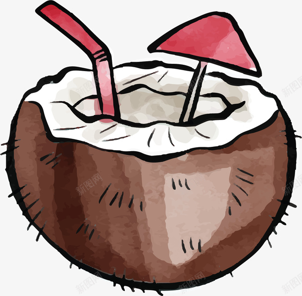 手绘夏天美味椰汁矢量图ai免抠素材_88icon https://88icon.com 夏天 夏天椰汁 手绘椰汁 椰汁 矢量png 美味椰汁 矢量图