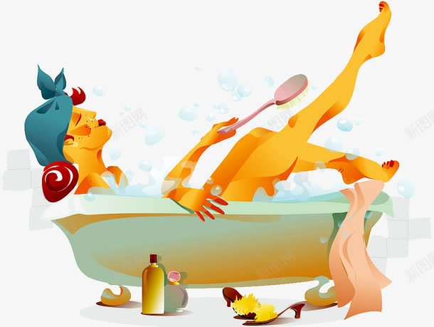 装饰插图浴缸泡澡的美女png免抠素材_88icon https://88icon.com 时尚插图 泡澡 浴缸 美女泡澡 装饰插图