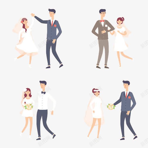 手绘集体婚礼四对新人png免抠素材_88icon https://88icon.com 四对新人 婚礼 新人 新娘 新郎 集体婚礼