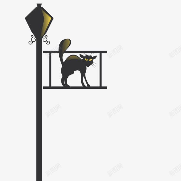 路灯上面的黑猫矢量图ai免抠素材_88icon https://88icon.com 娆紡璺 榛戠尗 璺 矢量图