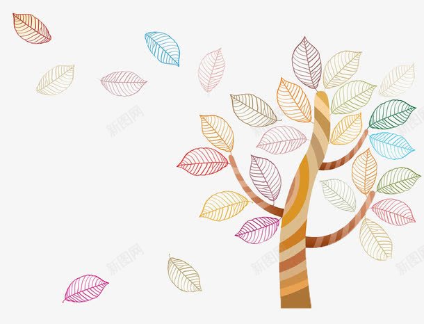 彩色漂浮手绘树叶png免抠素材_88icon https://88icon.com 彩色 手绘 树叶 漂浮 风 风吹效果