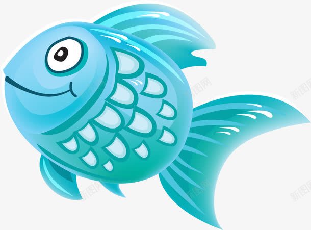 蓝色卡通小鱼png免抠素材_88icon https://88icon.com 卡通鱼 手绘小鱼 清新小鱼 简约小鱼 蓝色小鱼 装饰图案