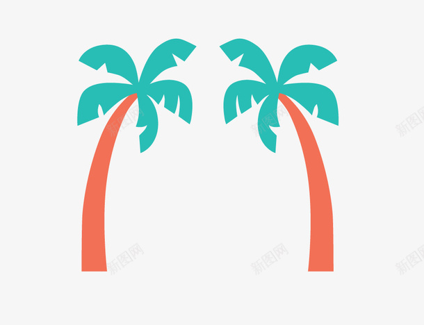 两颗椰子树png免抠素材_88icon https://88icon.com 儿童手绘 插图 树木 植物 椰子树 红色树干
