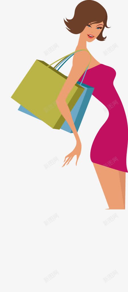 紫色衣服美女挎手提袋图案矢量图ai免抠素材_88icon https://88icon.com 图案 挎手提袋 紫色衣服 美女 矢量图