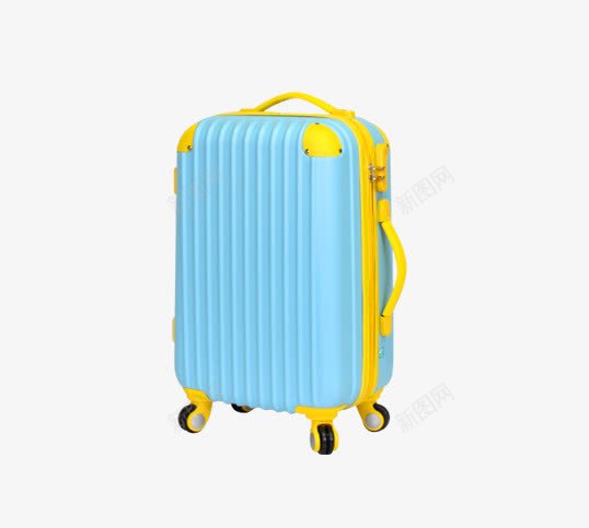 蓝色旅行箱png免抠素材_88icon https://88icon.com 旅行箱 蓝色 行李箱 黄色