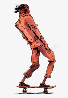 滑板少年png免抠素材_88icon https://88icon.com 卡通手绘 滑板 潇洒