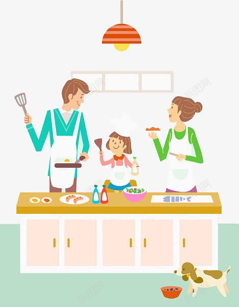 全家做饭png免抠素材_88icon https://88icon.com 做饭 全家 卡通 美食