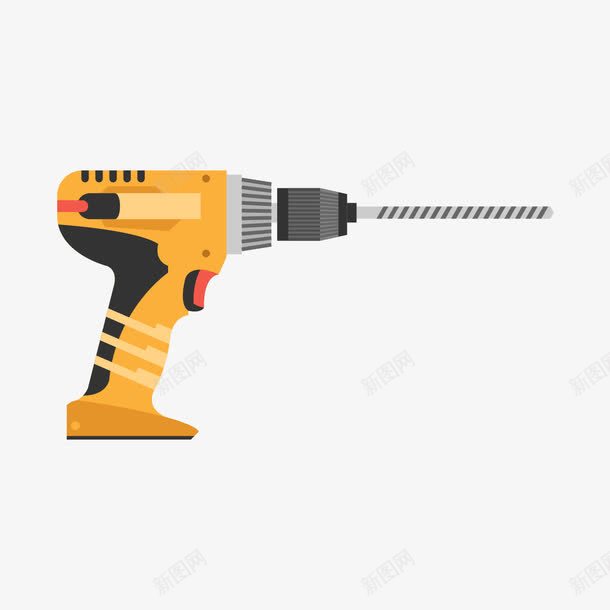 黄黑色电钻png免抠素材_88icon https://88icon.com 五金 日用 电钻 黄色 黑色