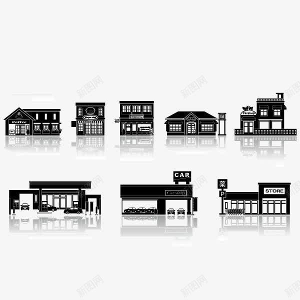 城市建筑剪影扁平化黑色剪影png免抠素材_88icon https://88icon.com 剪影 城市建筑 扁平化 黑色剪影