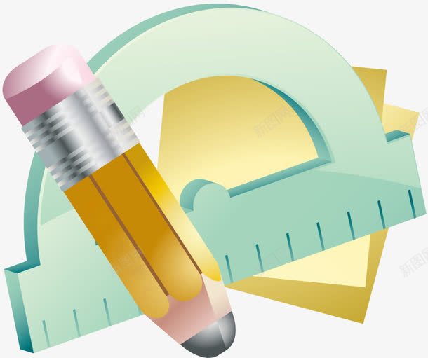 学生用品psd免抠素材_88icon https://88icon.com 学生 尺子 铅笔