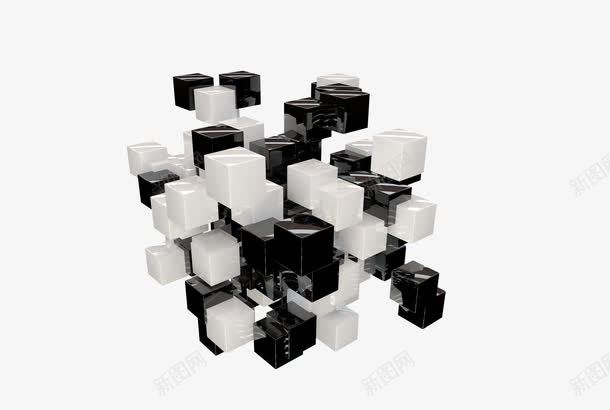 黑白魔方png免抠素材_88icon https://88icon.com 正方形 白 立体 魔方 黑