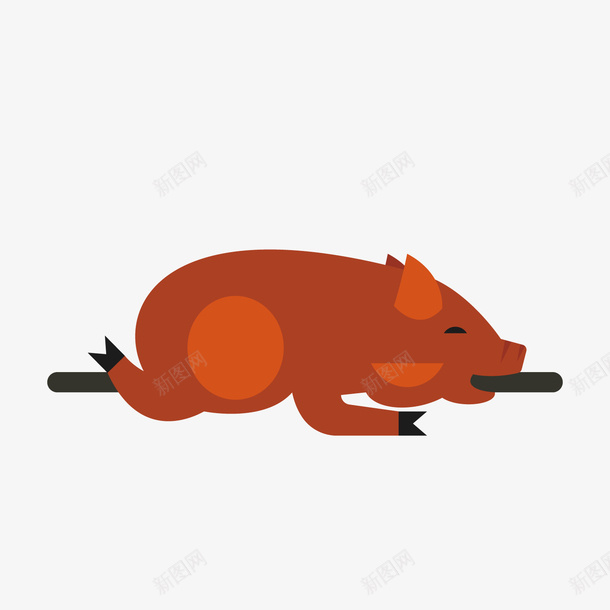 灰色烤猪矢量图ai免抠素材_88icon https://88icon.com 反光 吃的 圆弧 灰色 烤猪 美食 食物 矢量图