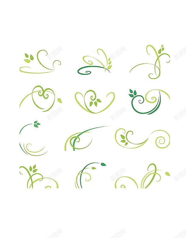 绿色花纹png免抠素材_88icon https://88icon.com 卷边 叶子 浅绿 深绿