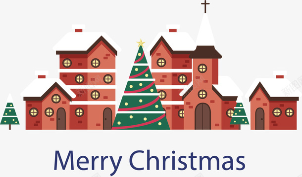 圣诞节快乐红色小屋矢量图ai免抠素材_88icon https://88icon.com 圣诞快乐 圣诞节 圣诞节小镇 圣诞节快乐 矢量png 红色小屋 矢量图