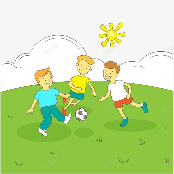 踢球插画png免抠素材_88icon https://88icon.com 男孩 草地 踢球