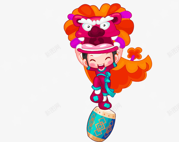 卡通女孩舞狮装饰图案png免抠素材_88icon https://88icon.com 免抠PNG 卡通 女孩 舞狮 装饰图案