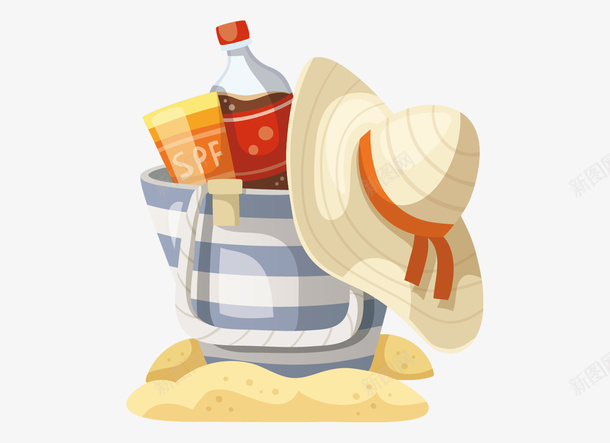 水彩夏季太阳帽图png免抠素材_88icon https://88icon.com 卡通手绘 可乐 小桶 水彩 沙子 遮阳帽 饮料