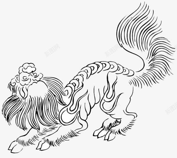 手绘线条麒麟png免抠素材_88icon https://88icon.com 图案 手绘 线条 麒麟