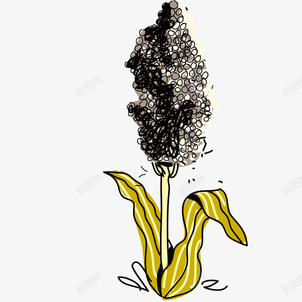 卡通黑色小米穗黄色叶片叶杆矢量图ai免抠素材_88icon https://88icon.com 卡通 叶杆 叶片 小米穗 杂粮 种子 粗粮 黄小米 黄色 黑色 矢量图