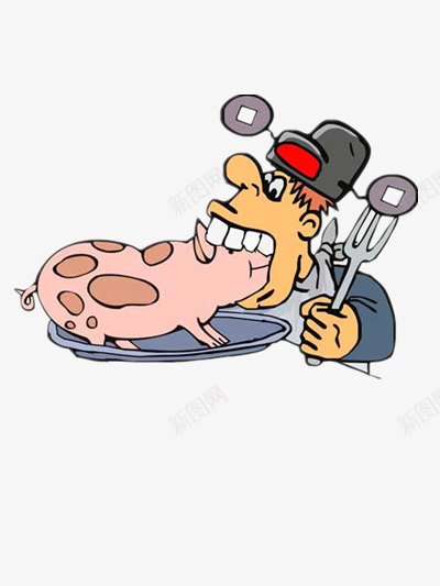 吃烤全猪的男人png免抠素材_88icon https://88icon.com 动物 素材 食用