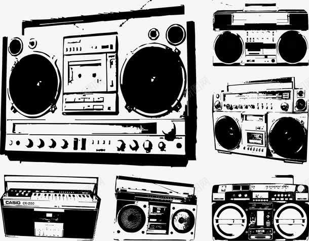 90年代录音机老旧款黑色png免抠素材_88icon https://88icon.com 90年代 录音机 黑色