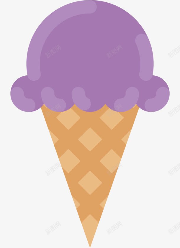 紫色甜筒png免抠素材_88icon https://88icon.com 手绘 紫色冰激凌 紫色甜筒 花边 菱格纹