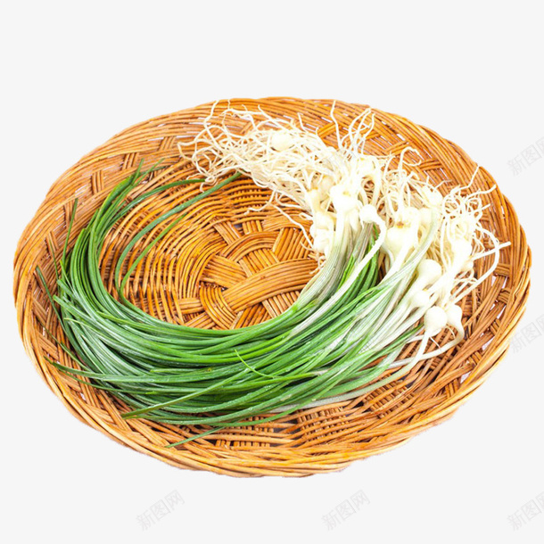 木筛上的野葱png免抠素材_88icon https://88icon.com 清香 绿色 葱叶 葱白 野葱