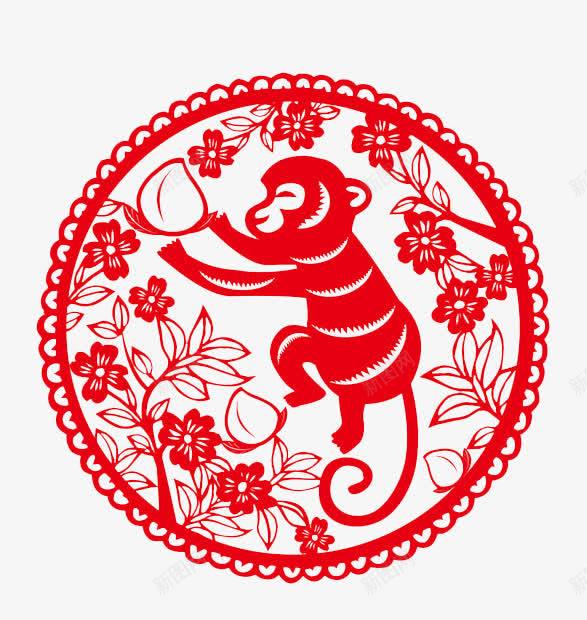 剪纸中国风窗花猴年元素png免抠素材_88icon https://88icon.com 中国风 元素 剪纸 猴年 窗花