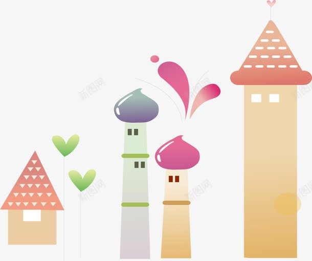 可爱卡通房子png免抠素材_88icon https://88icon.com 卡通 城堡 房子