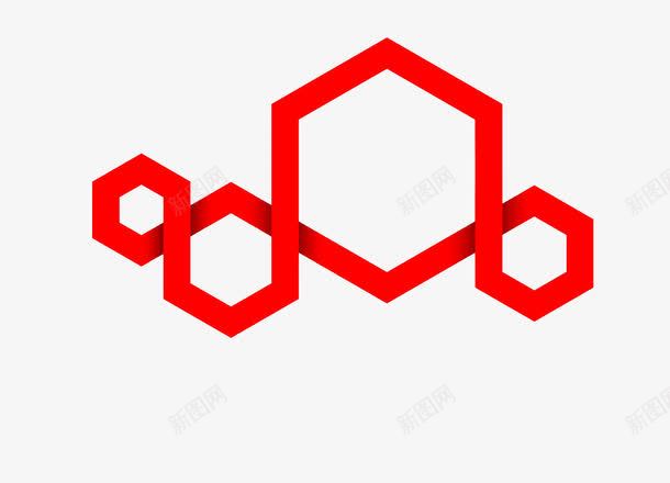 创意六边形装饰psd免抠素材_88icon https://88icon.com 免费图片素材 六边形 创意 红色 装饰