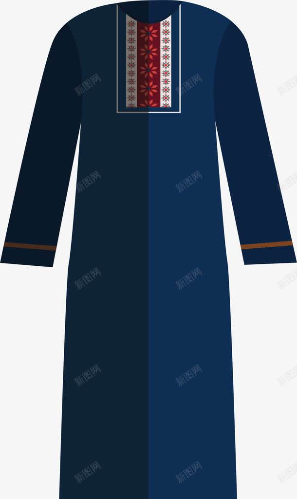 深蓝色民族风礼服png免抠素材_88icon https://88icon.com 古尔邦节 古尔邦节2017 回族礼服 宰牲节 民族风 矢量png
