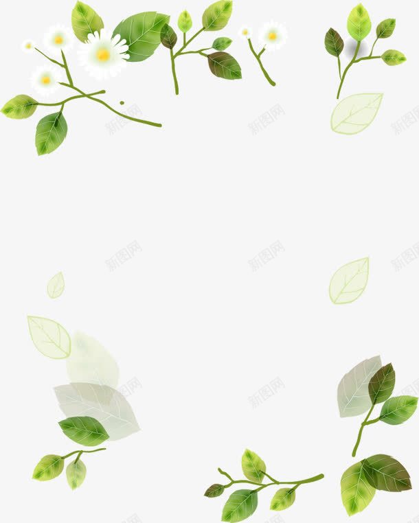 春天清新树叶花朵边框png免抠素材_88icon https://88icon.com 春天 树叶 清新 花朵 边框