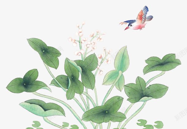 粉色花朵png免抠素材_88icon https://88icon.com 工笔画 树叶 绿叶