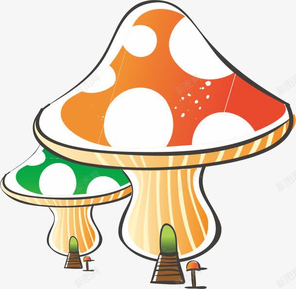 蘑菇png免抠素材_88icon https://88icon.com AI 卡通 可爱 手绘 橙色 绿色 蘑菇