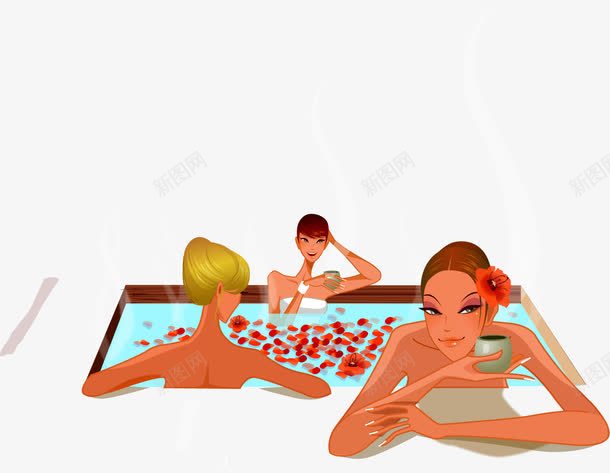手绘泡温泉png免抠素材_88icon https://88icon.com 享受 手绘 泡温泉